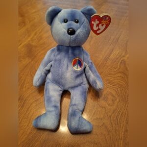 TY Beanie Baby - Blue Peace Bear